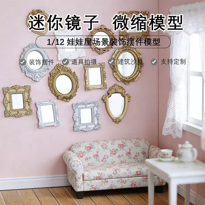 Miniature Dollhouse Mirror Photo Frame DIY Model Ornament