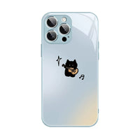 Cute Cat Gradient Glass Phone Case for iPhone 11/12/13/14/15/16 Series
