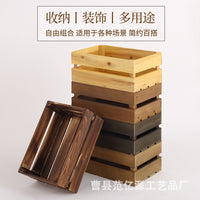 Vintage Solid Wood Storage Box Display Shelf Decorative Prop for Supermarket Fruit Display
