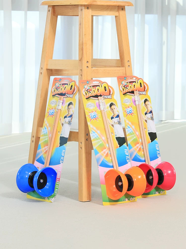 Kids' Chinese Yoyo Diabolo for Beginners, School Sports Day Creative Prop, Double-Headed Large Leather Cup
