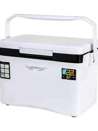 Portable Insulated Fishing Cooler Box with Wheels and Shoulder Strap, 10L-85L Capacity for Car, Boat, and Outdoor Use
