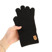 Men's Winter Cycling Alpaca Wool Knit Touchscreen Gloves - Thickened Warm Windproof Cold-Resistant Full Finger Outdoor Gloves
