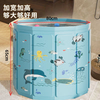 Foldable Portable Bathtub for Adults and Kids - Inflatable Cushion, Drain Pipe, Storage Bag, and Insulation Cover