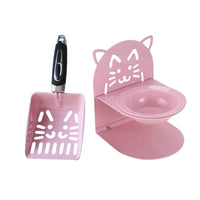 Elevated Stainless Steel Pet Bowl with Detachable Stand and Litter Scoop for Cats