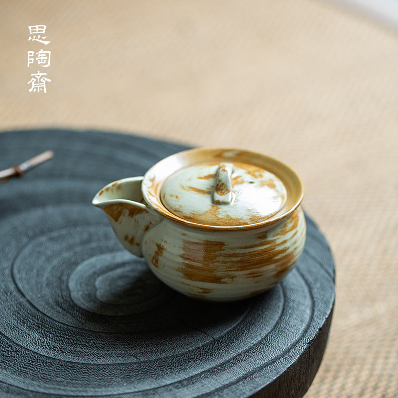 Wabi-Sabi Style Ceramic Teapot, Handmade Retro Fine Pottery Kung Fu Tea Pot