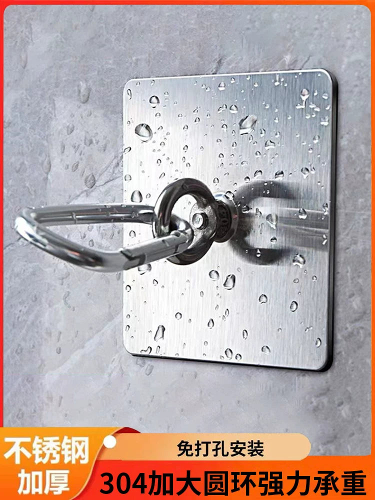 Heavy-Duty Adhesive Hooks for Outdoor Use - Stainless Steel Loop Design, No-Drill Installation for Rough Surfaces