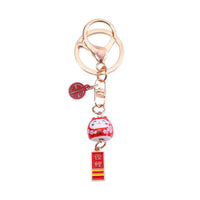 Japanese Lucky Cat Koi Keychain Ceramic Maneki-Neko Car Keyring Bag Charm