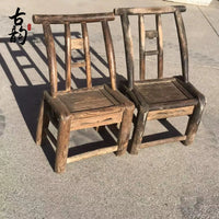 Vintage Wooden Backrest Chair Rustic Farmhouse Decor Prop