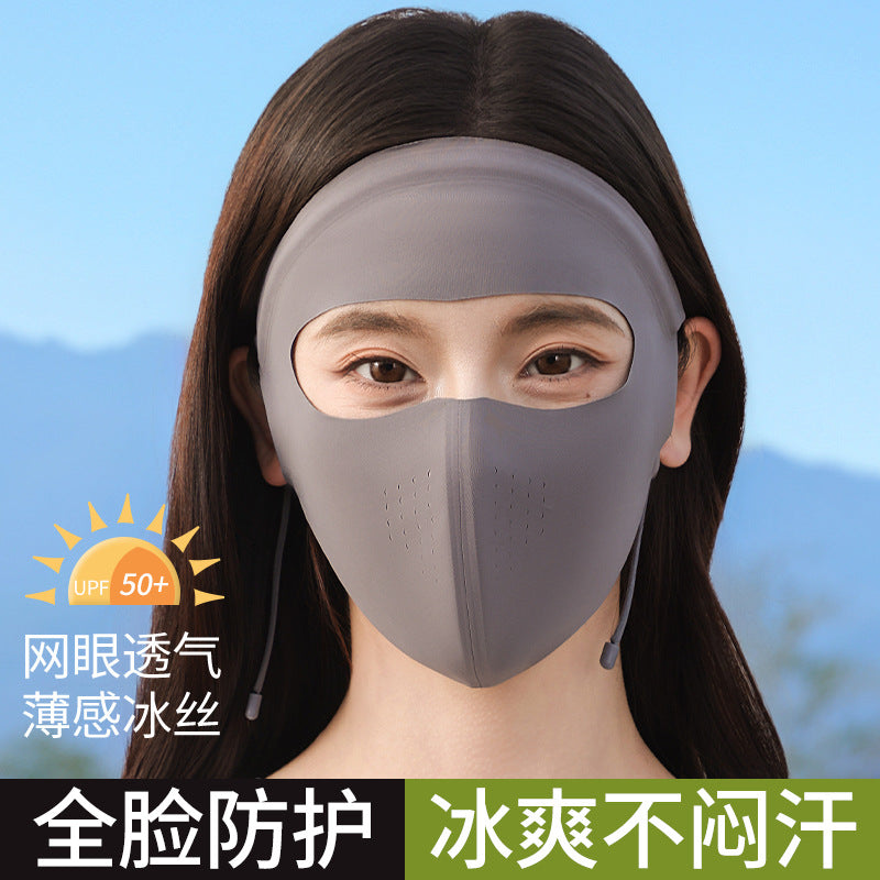 UPF50+ Full Face Sun Protection Mask for Cycling and Outdoor Activities, Breathable Ice Silk UV Protection