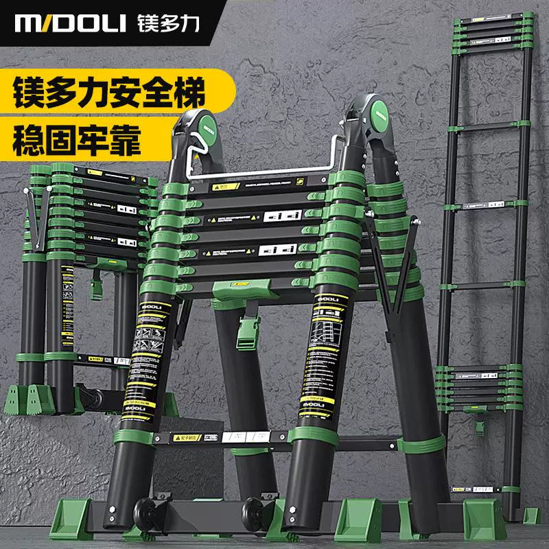Magdoli Telescopic Aluminum Ladder, Multi-functional Folding Ladder for Home and Outdoor Use