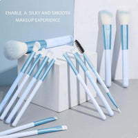 12-Piece Makeup Brush Set with Sponges and Puff for Foundation, Blush, Eyeshadow, Concealer, Contour, Lip, and Eyeliner
