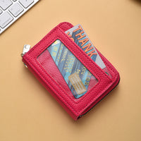 Fashion Lychee Pattern Mini Coin Purse with Accordion Card Holder and Double Zipper