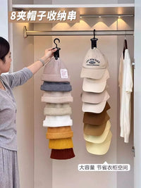 Hat Organizer Rack for Closet Door or Wall, 8-Clip Cap Hanger for Home and Dorm