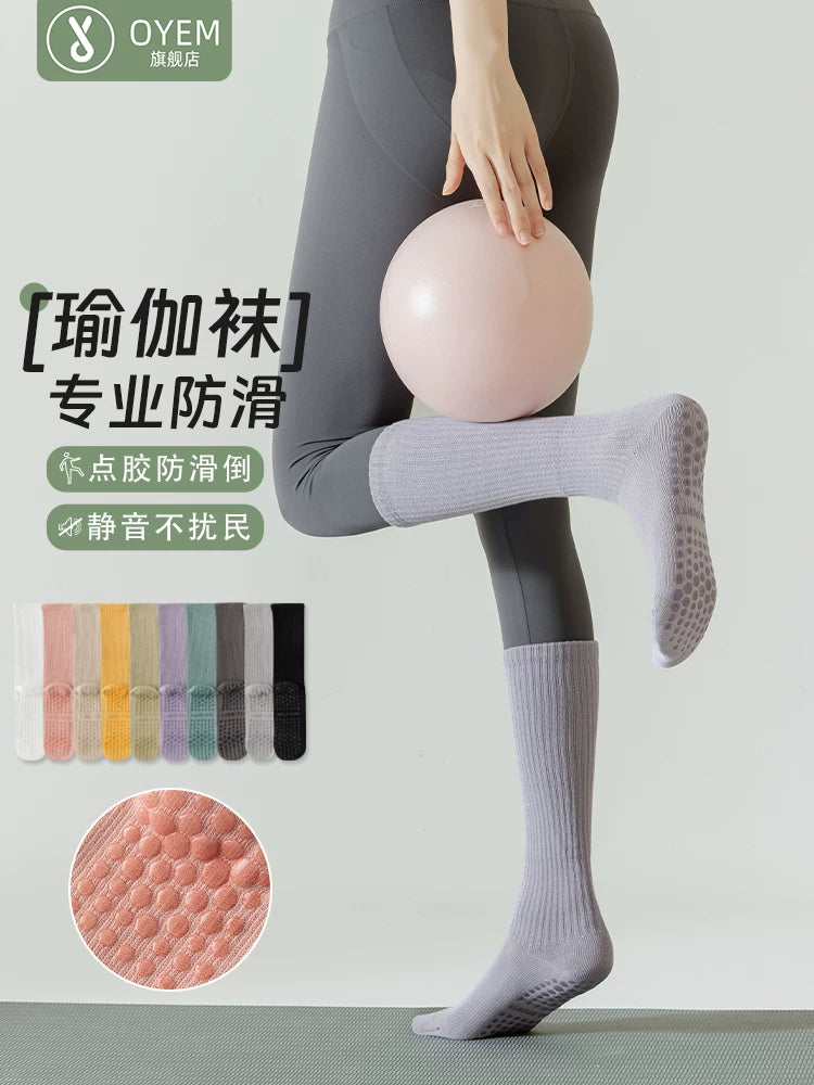 Women's Non-Slip Calf Sports Socks for Yoga Pilates Dance - Thin Cotton