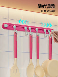 No-Drill Rotating Suction Cup Kitchen Hooks with Sliding Rail, Heavy Duty Storage Rack