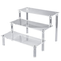 Haolong Craft Acrylic Display Stand Clear Tiered Organizer Shelf for Collectibles and Products