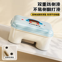 Kids' Cartoon Storage Step Stool for Bathroom and Washstand, Thickened Plastic Footstool with Storage