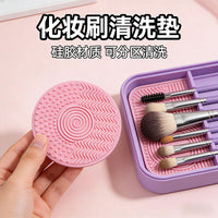 Makeup Brush Cleaning Soap with Silicone Scrubber Pad for Sponges and Puffs