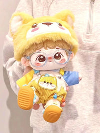 20cm Cotton Doll Clothes Set - Puppy Hood, Overalls & Top for Male/Female Dolls