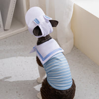 Breathable Mesh Pet Sailor Collar Outfit for Cats and Dogs, Lightweight Spring Summer Two-Piece