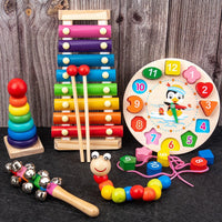 Wooden Orff Percussion Instrument Set for Toddlers, Musical Enlightenment Toy for 1-3 Year Olds