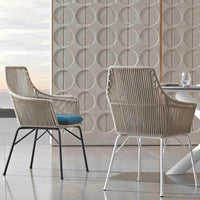Outdoor Wicker Rattan Rope Weave Patio Bistro Set with Coffee Table and Single Sofa Chairs