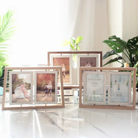 Creative Double-Sided Rotating Wooden Photo Frame for 4R Pictures