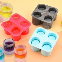 4-Cavity Silicone Cocktail Ice Cup Mold for Whiskey and Bar Drinks, Easy Release Ice Cube Tray