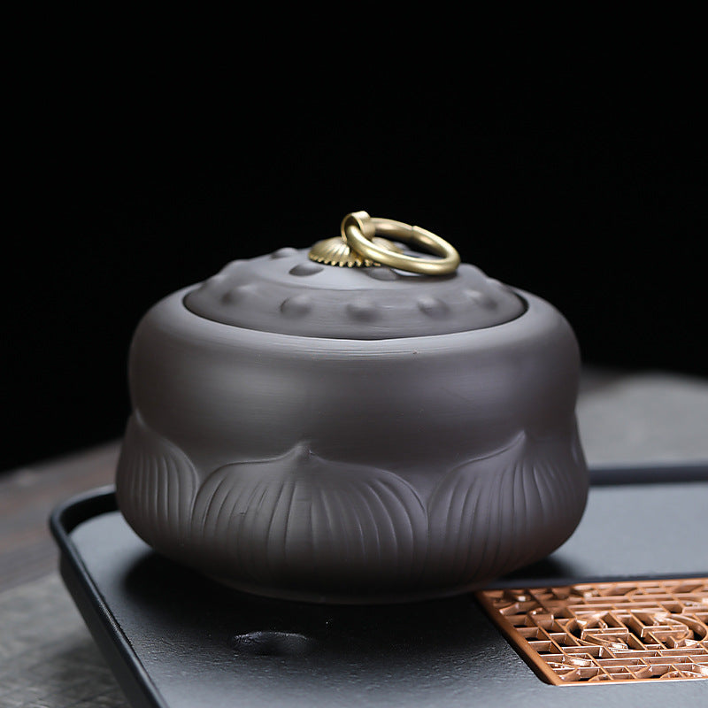 Purple Clay Tea Caddy with Alloy Seal Lid for Tea and Dry Goods Storage