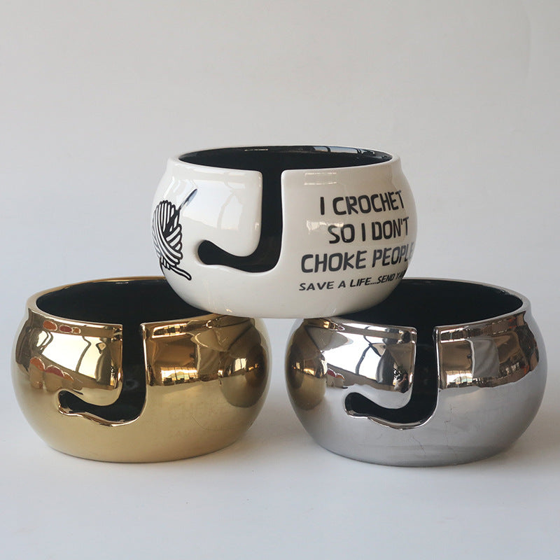 Creative Yarn Bowl for Knitting and Crocheting - Ceramic Storage Holder