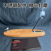 Premium Spanish Ham Holder with Solid Wood Base for 5J Ham Slicing, Stainless Steel