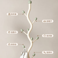Cream Style Floor-Standing Garment Rack with Hooks for Bedroom and Living Room