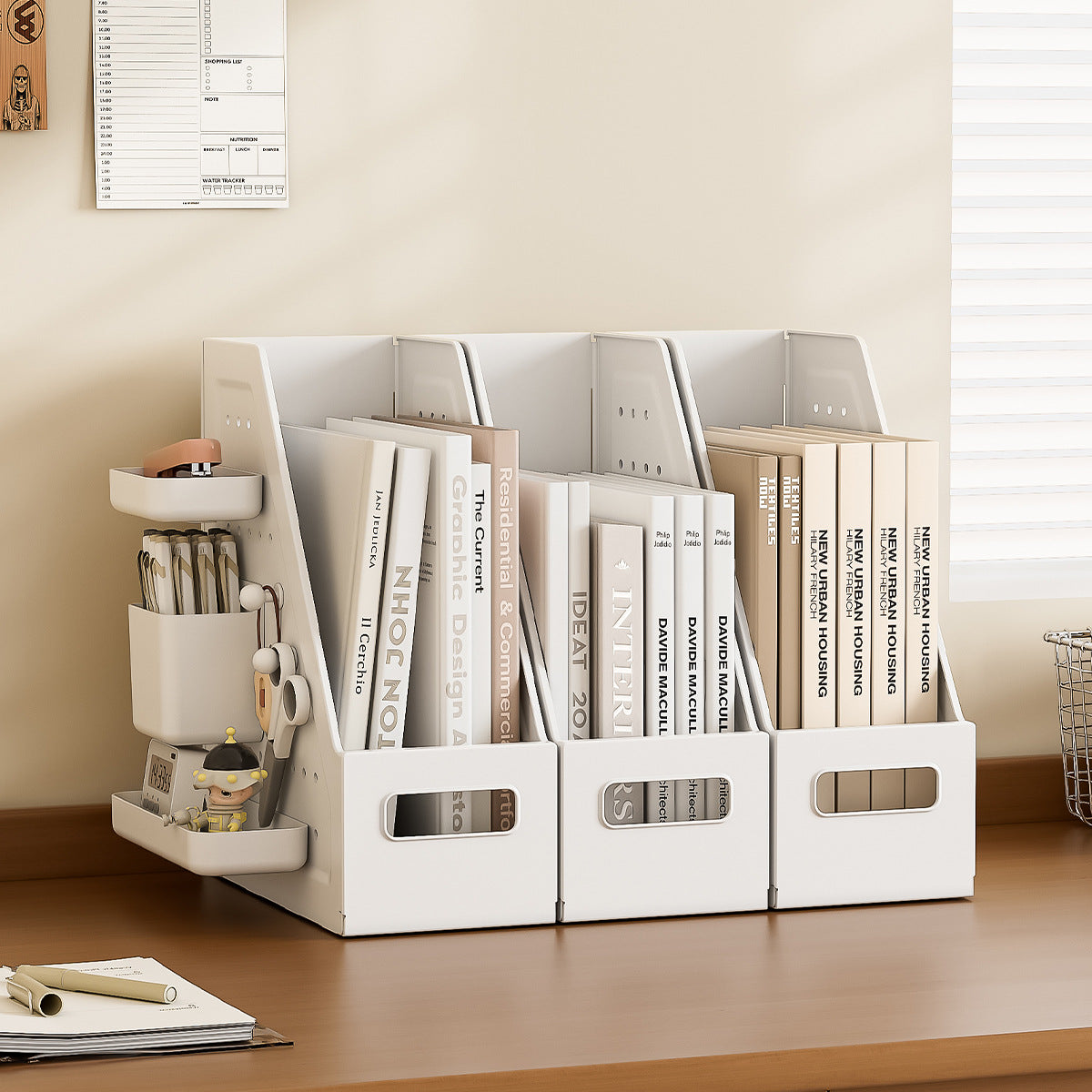 Multifunctional A4 Document Organizer with Pen Holder and Storage Box for Desk