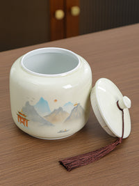 Ceramic Tea Storage Jar with Airtight Lid for Loose Leaf Tea