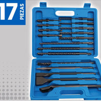 Rotary Hammer Drill and Chisel Bit Set for Concrete and Masonry, 7-17 Piece with Storage Case