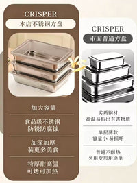 Food Grade 316 Stainless Steel Rectangular Food Prep and Display Tray with Lid