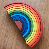 Kids Wooden Rainbow Stacking Blocks 12-Color Arch Building Set Educational Toy for Toddlers 3-10 Years Old