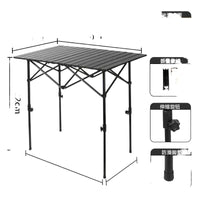 Portable Folding Camping Cart with Wheels and Liftable Tabletop for Outdoor Stalls and Picnics