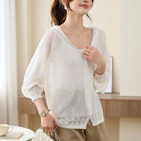 Women's Hooded Knit Cardigan, Lightweight Summer Cover-Up, Loose Fit