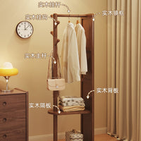 Full-Length Rotating Dressing Mirror with Solid Wood Frame and Clothes Rack