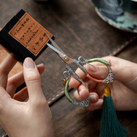 Portable Chinese Style Tassel Tea Scissors with Storage Bag