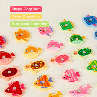 Wooden Magnetic Fishing Game Set for Toddlers, Educational Parent-Child Interactive Toy
