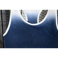 High Elastic Gradient Color Sports Bra with Wide Straps and Ribbed Design