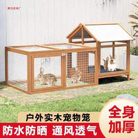 Large Outdoor Solid Wood Rabbit Hutch Waterproof Chicken Coop Pigeon Cage with Anti-Splash Design