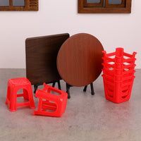 Dollhouse Miniature Foldable Dining Table and Chairs Set for Kids