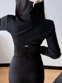 Women's Stand Collar Full-Zip Slim Fit Quick-Dry Athletic Jacket for Yoga & Workout