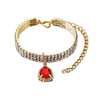Rhinestone Pet Collar with Teardrop Pendant, Elastic Cat Dog Necklace Jewelry