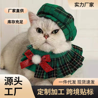 Pet Beret Hat, Collar, and Bib Set for Cats and Dogs - Christmas Edition