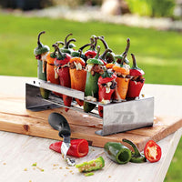 Stainless Steel Chili Pepper Roasting Rack with 18 Holes for BBQ Grilling