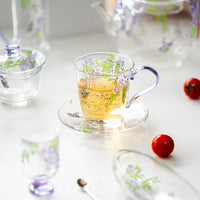 Wisteria Blossom Heat-Resistant Glass Teapot Set with Gongdao Cup and Teacups